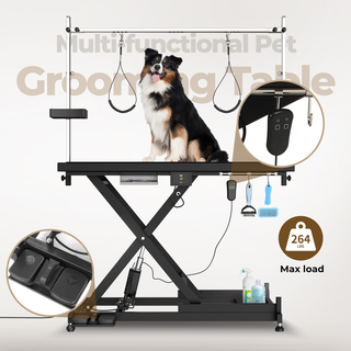 Update electric pet grooming table, 110V/220V professional groomer recommend super Deluxe electric pet grooming table, height adjust from 8 up to 36inch BLACK COLOR Dweva