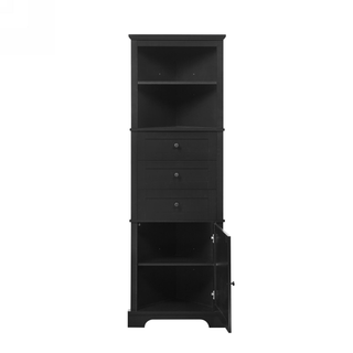 Black Triangle Tall Cabinet with 3 Drawers and Adjustable Shelves for Bathroom, Kitchen or Living Room, MDF Board with Painted Finish (WF306469AAG New Color) Dweva