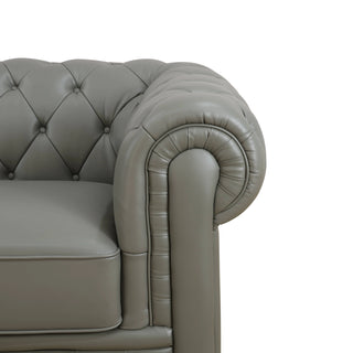 89" Dark Grey Cow Top Leather 2-Piece Living Room Sofa Set