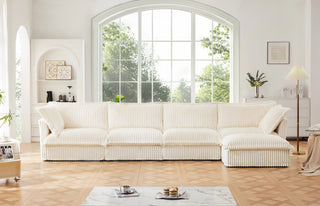 Slipcovered Fluffy Sofa - 4 Seat with Ottoman Dweva