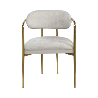 Zayn Beige Chenille & Gold Arm Chair (Set of 2) Dweva