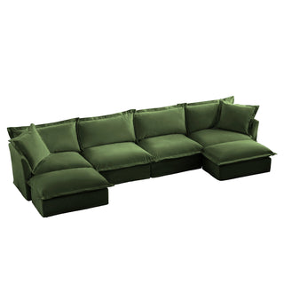 Slipcovered Fluffy Sofa - 4 Seat with 2 Ottoman Dweva