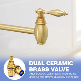 Pot Filler,Wall Mount Commercial Pot Filler Faucet,Brass Material Kitchen Folding Faucet,Coffee Machine Faucet with Stretchable Double Joint Swing Arms,Style A,Brushed Gold Dweva