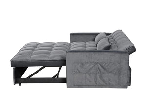 Modern Velvet Loveseat Futon Sofa Couch Pullout Bed, Small Love Seat Lounge Sofa w/Reclining Backrest, Toss Pillows, Pockets, Furniture for Living Room,3 in 1 Convertible Sleeper Sofa Bed Dweva