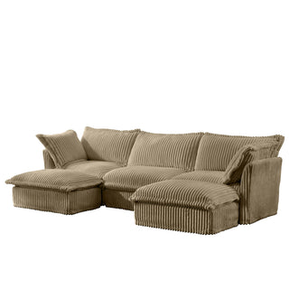 Slipcovered Fluffy Sofa - 3 Seat with 2 Ottoman Dweva