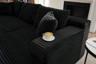 L-Shaped Cloud Sectional Sofa with Deep Seat,No Assembly Required,Modular Couches Sleeper for Living Room,Bedroom,Apartment,Black Dweva