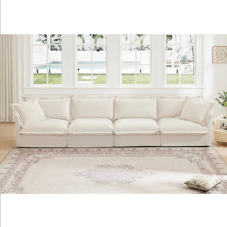 Slipcovered Fluffy Sofa - 4 Seat Dweva