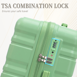 HIFINE TOURIST 20"/24"/28" 3 pcs/set in ABS Spinner Wheel Luggage, Carry on Suitcase, Matching Color, TSA Combination Lock (Green) Dweva