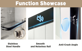 56-60" W × 60" H Tempered Glass with Explosion Proof Film, Aluminum Frame Double Sliding Shower Door, "1/4 (6 mm), Stainless Steel handle, Matte Black Dweva