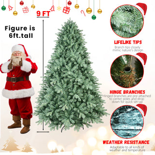 7.5FT Blue-Green Tint Christmas Tree with 2908 PE+PVC Tips – Unique Full-Bodied Tree with Hinged Branches, Easy Assembly, Stable Metal Stand, Eye-Catching Holiday Decor Dweva