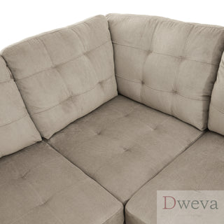Vetra 3-Piece Pineapple Fabric Sectional Sofa Set Dweva