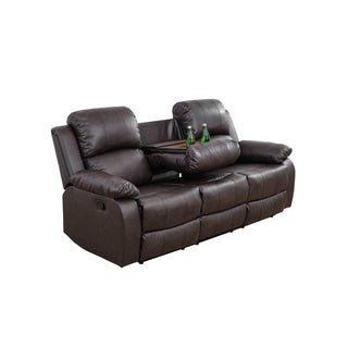 Brown Semi PU And PVC 3-Piece Couch Living Room Sofa Set