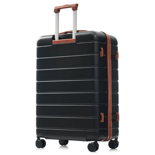 Premium ABS Travel Luggage Set , 3-Piece TSA Lock Suitcase Ensemble with 20, 24, and 28 Inch Sizes with 360° Spinner Wheels, black and brown Dweva