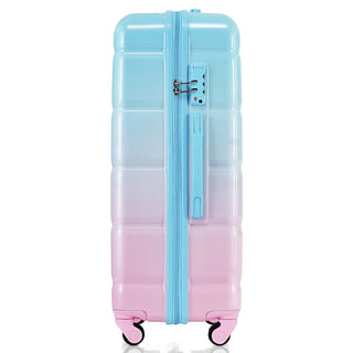 Luggage Set of 3, 20-inch with USB Port, Airline Certified Carry-on Luggage , ABS+PC Hard Shell Luggage with Spinner Wheels, light blue and pink Dweva