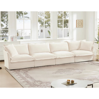 Slipcovered Fluffy Sofa - 4 Seat Dweva