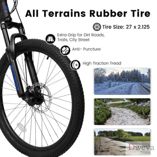 A2760 27.5 Inch Full Suspension Mountain Bike, Front and Rear Dual Shock Absorbers, Mechanical Disc Brakes, 21-Speed, Suitable for Men and Women, Ideal for Travel and Fitness Enthusiasts Dweva