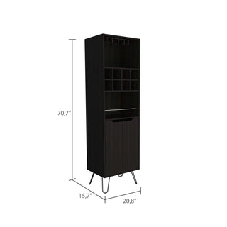 Sheffield H Bar Cabinet, Eight Bottle Cubbies, Two Glass Shelves Dweva