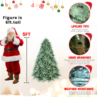7FT Blue-Green Tint Christmas Tree with 2518 PE+PVC Tips – Unique Full-Bodied Tree with Hinged Branches, Easy Assembly, Stable Metal Stand, Eye-Catching Holiday Decor Dweva
