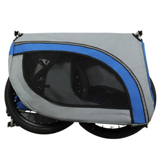Large Folding Bike Trailer for Dogs – 66LB Capacity All-Terrain Pet Carrier, Durable Steel Frame for Cycling, Jogging, Camping & Outdoor Adventures, Gray- Blue Dweva