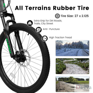 A2760 27.5 Inch Full Suspension Mountain Bike, Front and Rear Dual Shock Absorbers, Mechanical Disc Brakes, 21-Speed, Suitable for Men and Women, Ideal for Travel and Fitness Enthusiasts Dweva