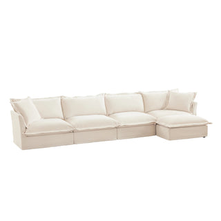 Slipcovered Fluffy Sofa - 4 Seat with Ottoman Dweva