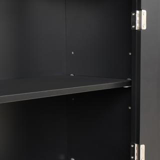Tall Bathroom Storage Cabinet, Freestanding Storage Cabinet with Drawer and Adjustable Shelf, MDF Board with Painted Finish, Black (Old Sku:WF312727AAB)