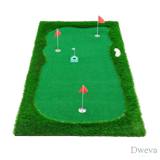 10x5 FT Golf Putting Green, Golf Training Mat with High-quality Turf, 3 Holes, 3 Flags and Cups for Indoor Outdoor Dweva