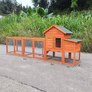 122＂Large Wooden Chicken Coop,Outdoor Hen House with Nesting Box ,Wire Fence Poultry Cage Dweva