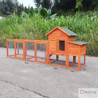 122＂Large Wooden Chicken Coop,Outdoor Hen House with Nesting Box ,Wire Fence Poultry Cage Dweva