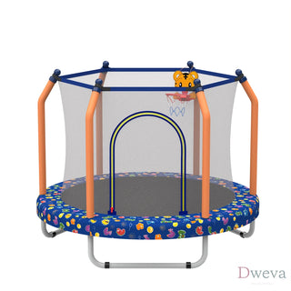 55-inch Trampoline for Kids Indoor & Outdoor Small Toddler Trampoline with Basketball Hoop Dweva