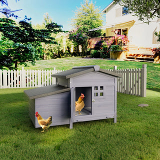 Outdoor Free-Range Wooden Chicken Coop with Asphalt Roof, Leak-Proof Pull-Out Tray, Secure Predator Defense, Nesting Box with Easy Access, Multiple Front & Side Doors Dweva