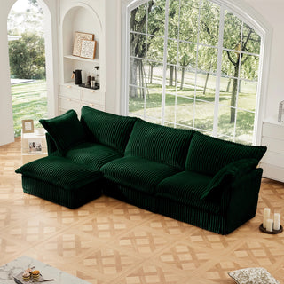 Slipcovered Fluffy Sofa - 3 Seat with Ottoman Dweva