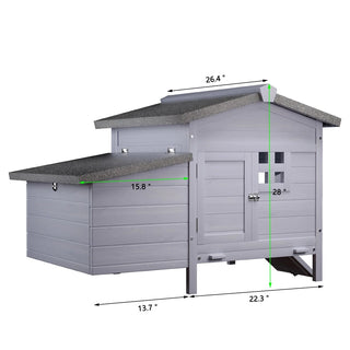 Outdoor Free-Range Wooden Chicken Coop with Asphalt Roof, Leak-Proof Pull-Out Tray, Secure Predator Defense, Nesting Box with Easy Access, Multiple Front & Side Doors Dweva
