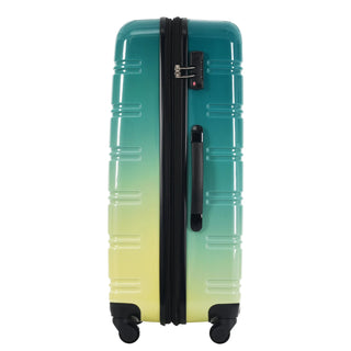 Hardshell Luggage Sets 3 Piece Gradient Color Expandable Suitcase with Spinner Wheels and TSA Lock Lightweight 20" 24" 28" Available,Green+Yellow Dweva