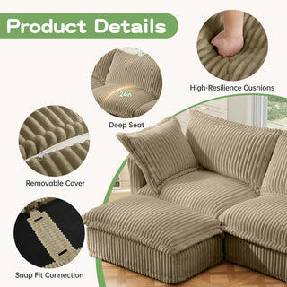 Slipcovered Fluffy Sofa - 4 Seat Dweva