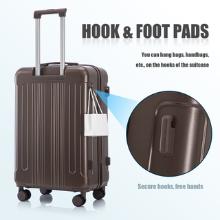 20"/24"/28" 3 pcs/set in ABS Spinner Wheel Luggage, Carry on Suitcase, Matching Color, TSA Combination Lock (Brown) Dweva