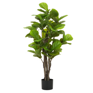 51" Artificial Fiddle Leaf Fig Tree with Black Plastic Pot Dweva