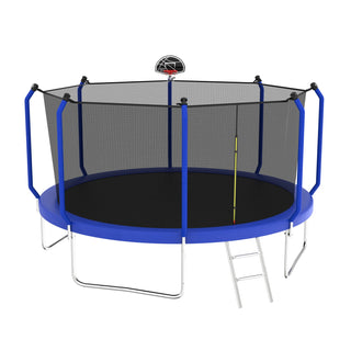 12FT Trampoline with Basketball Hoop, ASTM Approved Reinforced Type Outdoor Trampoline with Enclosure Net Dweva
