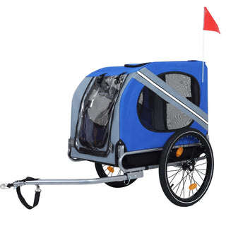 Large Folding Bike Trailer for Dogs – 66LB Capacity All-Terrain Pet Carrier, Durable Steel Frame for Cycling, Jogging, Camping & Outdoor Adventures, Blue-Gray Dweva