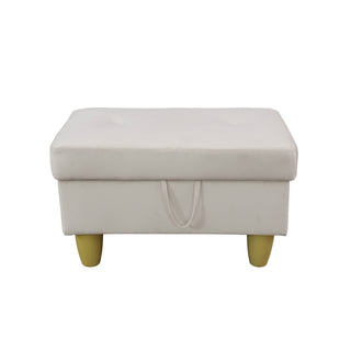 28.5" White Flannel Living Room Sofa Set Ottoman