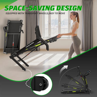 Foldable Treadmill with Incline, Folding Treadmill for Home Electric Treadmill Workout Running Machine, Handrail Controls Speed, Pulse Monitor,APP