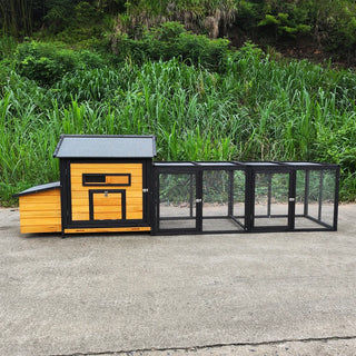 118" Large Wooden Chicken Coop Outdoor Hen House with Nesting Box, Leak-Proof Pull-Out Tray, Asphalt Roof & Free-Range Doors – Secure Poultry Cage for Backyard Farm Use Dweva