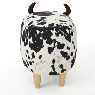 Animal Ottoman/Footstool, Black and White Cow-Shaped Ottoman, Modern Ottoman, Modern Accent Stool Home Decor, Suitable for Living Room, Bedroom, Porch, Garden, Backyard, Balcony Dweva