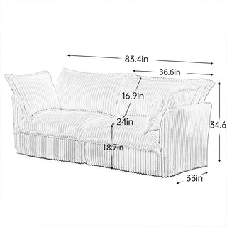 Slipcovered Fluffy Sofa - 2 Seat Dweva