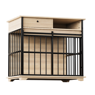 Dog Crate Furniture , Large Dog Cage Furniture with Tray for Medium Large Dogs, Wooden Dog Kennel Furniture Dweva