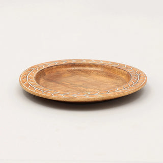 Handcrafted 13" Wood Charger Plate Wooden Dinning Placemat Artisan Wood Tableware Dweva