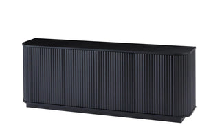 Sideboard Storage Cabinet TV Stand with wave pattern Buffet Cabinet Wooden Vertical Striped Cabinet for Kitchen/Bedroom/Entryway. Black, 64''W x 15''D x 24''H. Dweva
