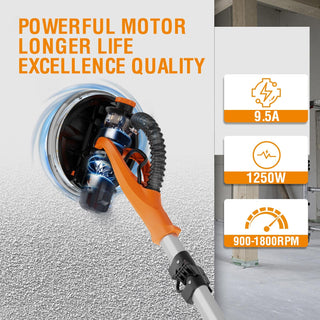 Drywall Sander with Vacuum Dust Collection, 6 Variable Speed Foldable Telescopic Electric Wall Sander, Popcorn Ceiling Removal Tool, 1900RPM Power Sander Tool, LED Light, 18Pcs Sanding Discs Dweva
