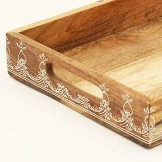 3 Piece Rectangle Wooden Trays (Nested) / Natural Finish - Mango Wood / Set Dweva