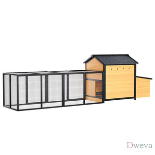 118" Large Wooden Chicken Coop Outdoor Hen House with Nesting Box, Leak-Proof Pull-Out Tray, Asphalt Roof & Free-Range Doors – Secure Poultry Cage for Backyard Farm Use Dweva